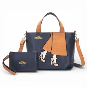 Mis Zapatos Chic Navy Crossbody Bag With Matching Coin Purse NWT